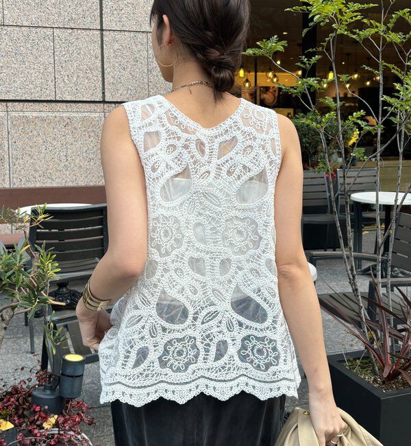  「刺繍前後2WAYレースタンク」|シャツ・ブラウス|