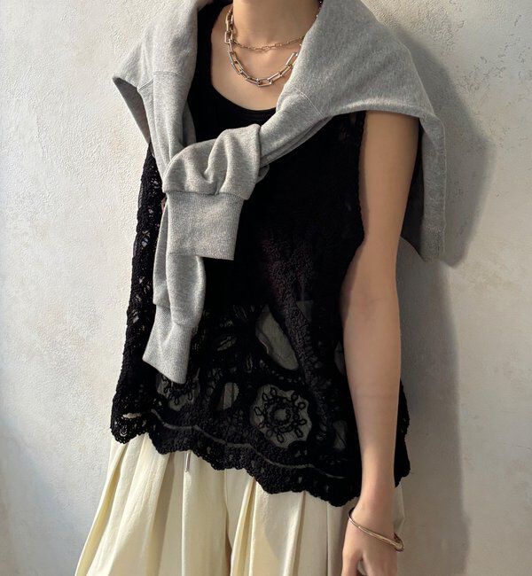  「刺繍前後2WAYレースタンク」|シャツ・ブラウス|