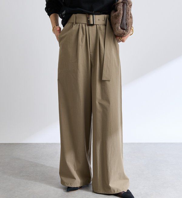  「【こなれ感抜群】ベルテッドワイドパンツ」|チノ|