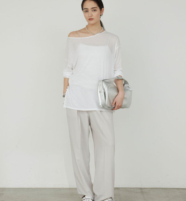  「【リニューアル！】ジャージーワイドタックパンツ」|チノ|