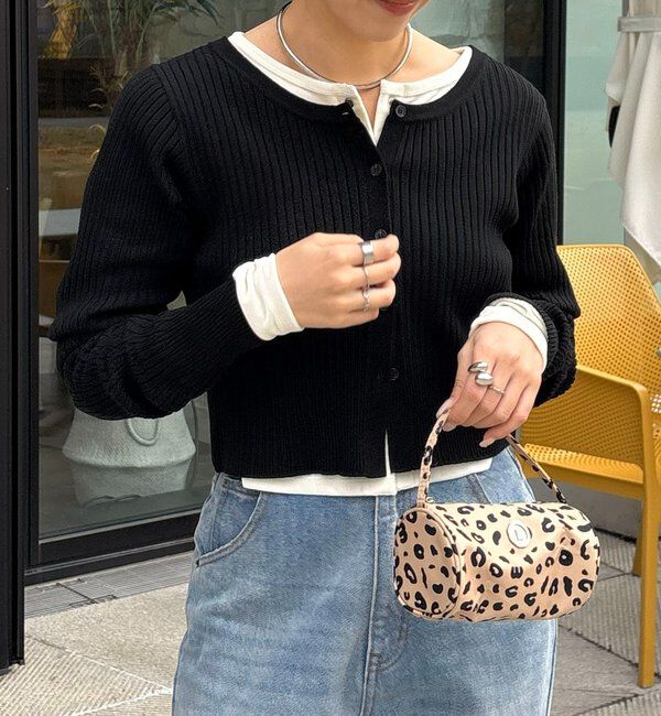  「【新色/オフホワイト】【前後2WAY】カーブスリーブリブニット」|カーディガン|