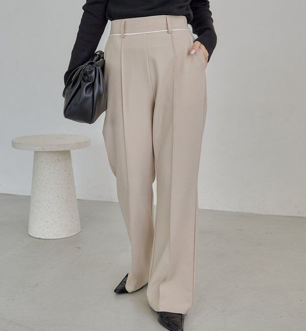  「【低身長サイズあり】ピンタックフレアパンツ」|チノ|