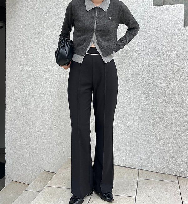  「【低身長サイズあり】ピンタックフレアパンツ」|チノ|