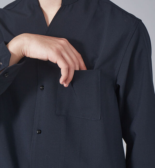 ABAHOUSE「【定番】ストレッチ ノーカラー Vネック シャツ」|シャツ・ブラウス|