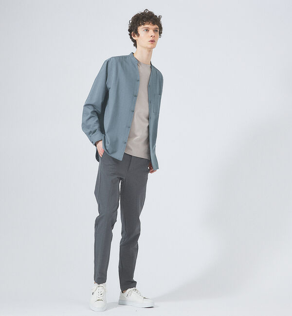 ABAHOUSE「【定番】ストレッチ ノーカラー Vネック シャツ」|シャツ・ブラウス|