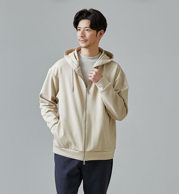 ABAHOUSE「【インバーテッドプリーツ】ジップパーカー / ダンボールニット」|パーカー|
