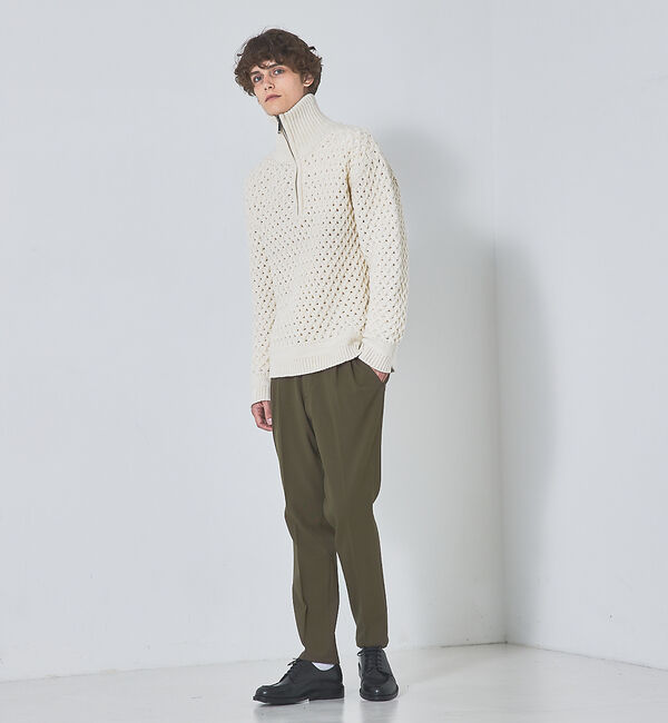 ABAHOUSE「【透かしケーブル】ハーフジップ ニット プルオーバー」|ニット・セーター|