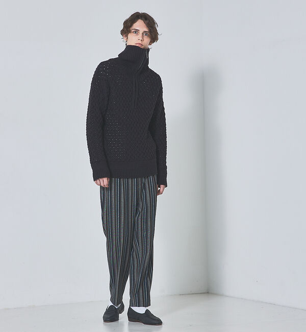 ABAHOUSE「【透かしケーブル】ハーフジップ ニット プルオーバー」|ニット・セーター|