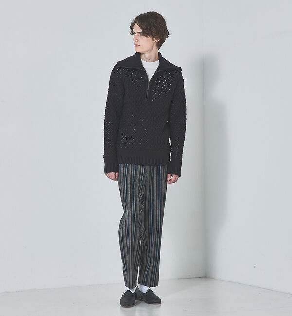 ABAHOUSE「【透かしケーブル】ハーフジップ ニット プルオーバー」|ニット・セーター|