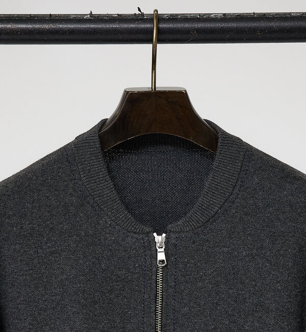 ABAHOUSE「【ニットスウェット】ハイショクステッチ ニットブルゾン/ クルーカーディガン」|ニット・セーター|