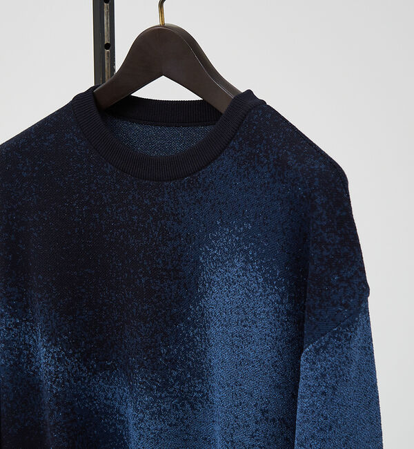 ABAHOUSE「アブストラクト グラデーション ニット / クルーネックプルオーバー」|ニット・セーター|ネイビー