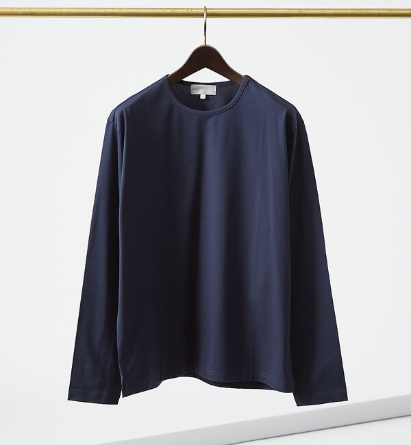 ABAHOUSE「【オールシーズン】シルケット天竺 長袖Tシャツ」|Tシャツ・カットソー|ネイビー