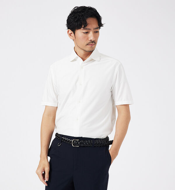 ABAHOUSE「トリコットサッカー 半袖シャツ」|シャツ・ブラウス|ホワイト