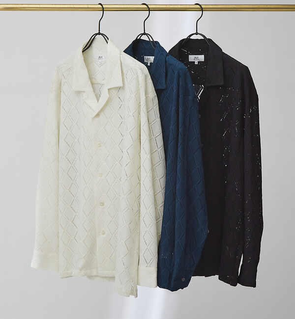 ABAHOUSE「【AH ABAHOUSE】ダイヤ柄 シアーストレッチ 長袖シャツ」|シャツ・ブラウス|