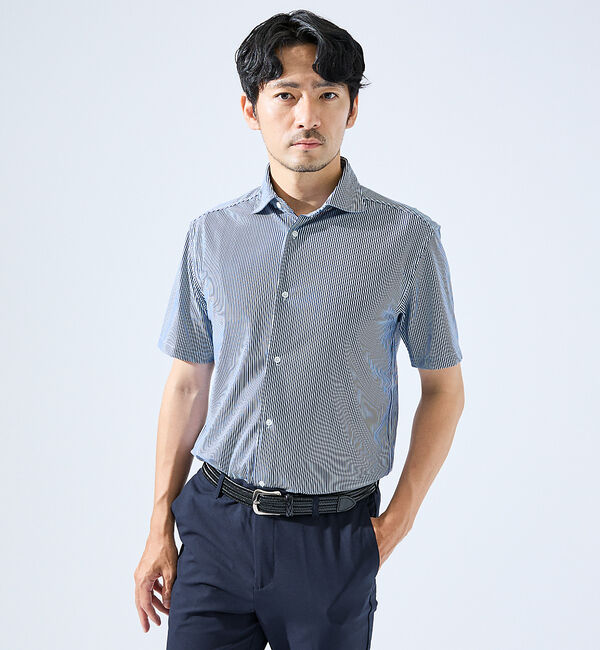 ABAHOUSE「【形状安定性 / 伸縮性】トリコットストライプ 半袖シャツ」|シャツ・ブラウス|