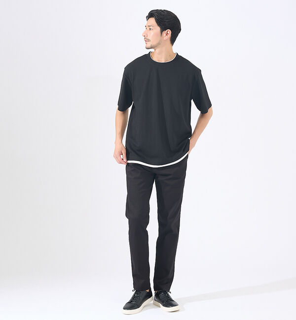 ABAHOUSE「【レイヤード】ストライプ ジャガード 半袖Tシャツ」|Tシャツ・カットソー|