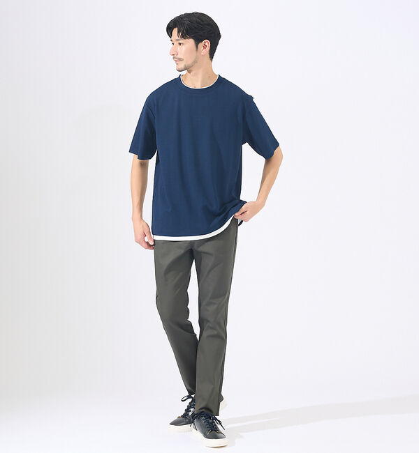 ABAHOUSE「【レイヤード】ストライプ ジャガード 半袖Tシャツ」|Tシャツ・カットソー|