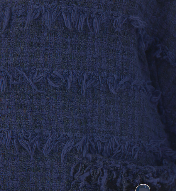 qualite「フリンジツィードジャケット」|ノーカラージャケット|