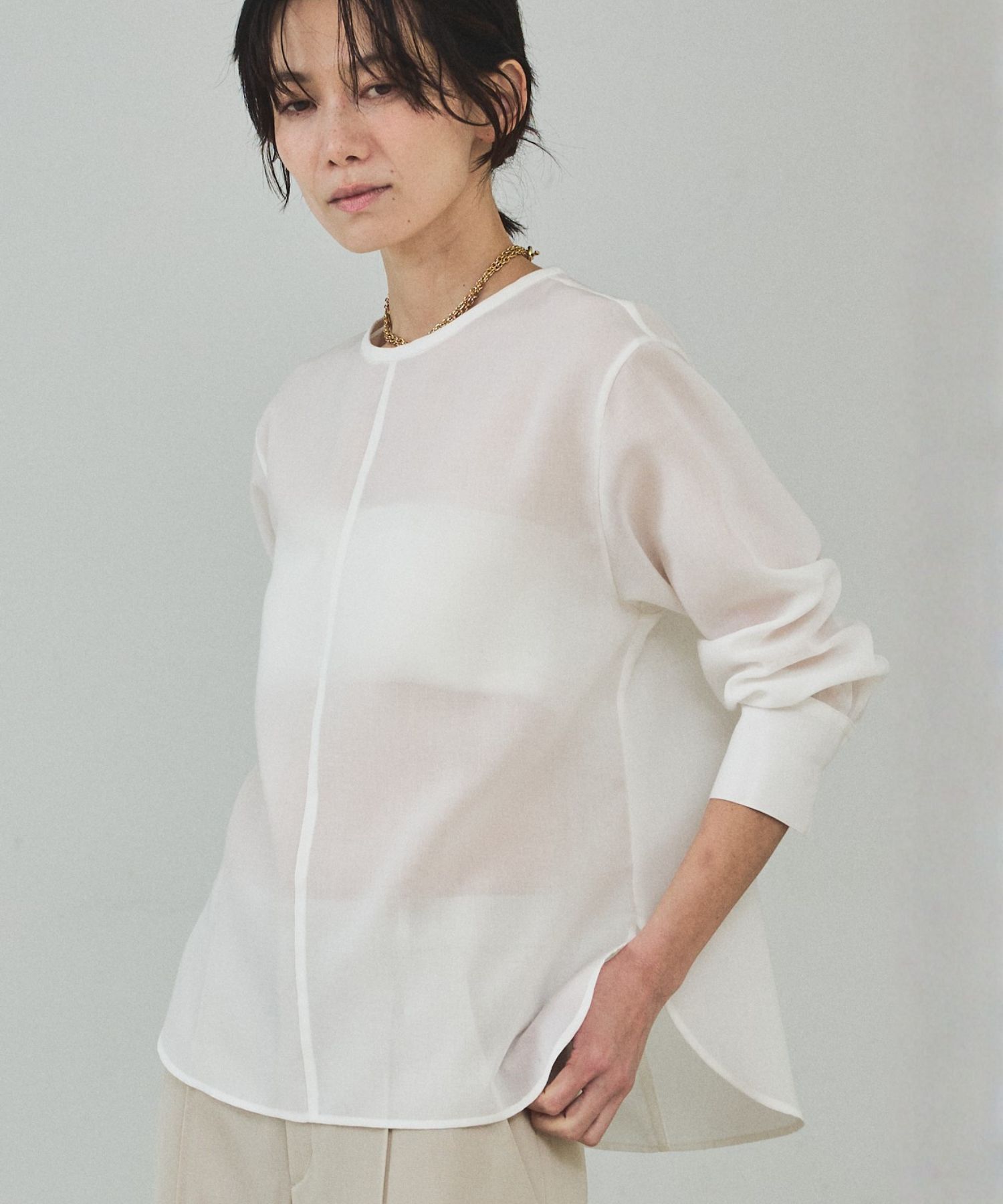 qualite「シアーTブラウス」|シャツ・ブラウス|