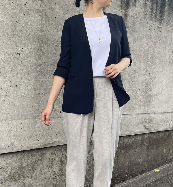 abahouse mavie「ノーカラーライトジャケット」|ノーカラージャケット|