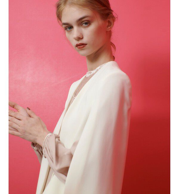 LOULOU WILLOUGHBY「【LOULOU WILLOUGHBY】◇リトルブラックケープジャケット」|ノーカラージャケット|オフホワイト