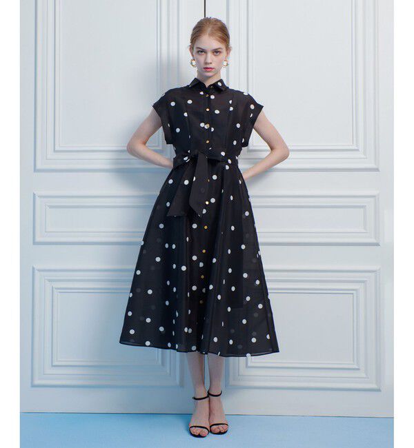 LOULOU WILLOUGHBY「【LOULOU WILLOUGHBY】オーガンドットウエストリボンワンピース」|ワンピース|