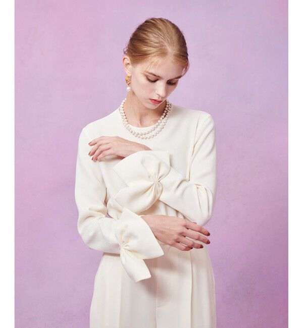 LOULOU WILLOUGHBY「【LOULOU WILLOUGHBY】ダブルクロス袖リボンブラウス」|シャツ・ブラウス|