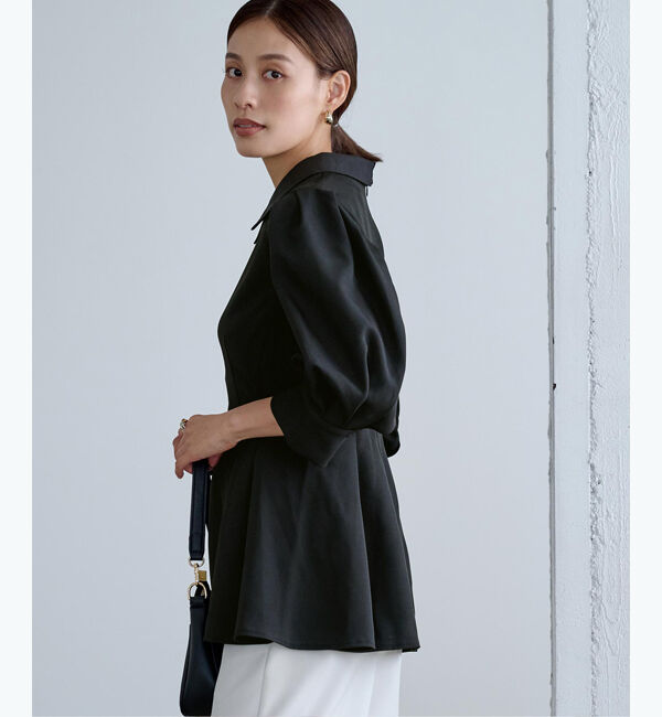 ur's「【星玲奈さんコラボアイテム】2way襟付タックペプラムトップス」|Tシャツ・カットソー|