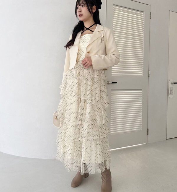  「ブローチ付きショートテーラージャケット/WEB限定リバイバル」|テーラードジャケット|