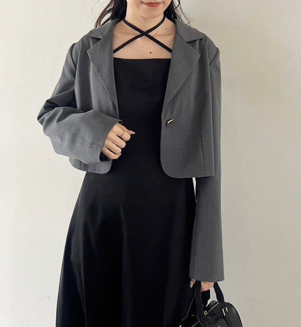  「ブローチ付きショートテーラージャケット/WEB限定リバイバル」|テーラードジャケット|