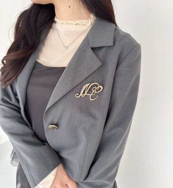  「ブローチ付きショートテーラージャケット/WEB限定リバイバル」|テーラードジャケット|