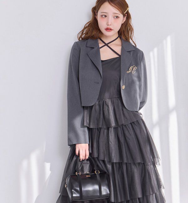  「ブローチ付きショートテーラージャケット/WEB限定リバイバル」|テーラードジャケット|