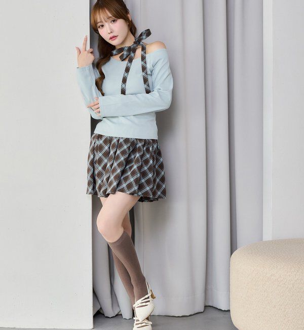  「リボンタイ／ワンショルカットトップス」|プルオーバー|