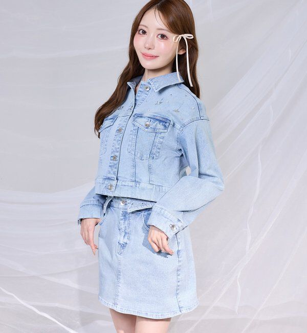  「ウェスト折り返しデニムミニスカート」|スカート|