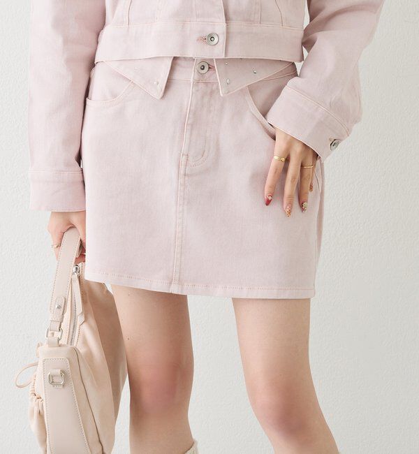  「ウェスト折り返しデニムミニスカート」|スカート|