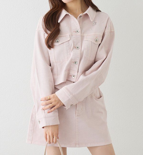  「ビジューデニムジャケット」|ダウンベスト・ベスト|