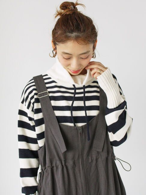 Lugnoncure「モールボーダーデザインニット」|ニット・セーター|オフホワイト