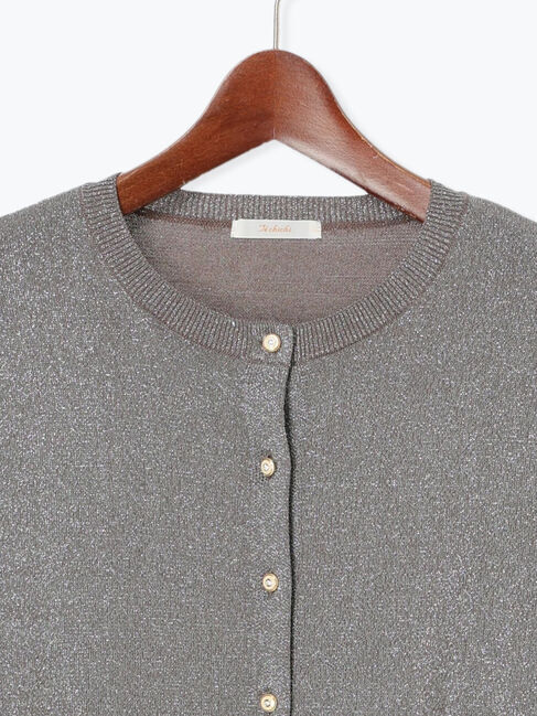 Te chichi「ビジュー釦ラメクルーカーディガン」|カーディガン|