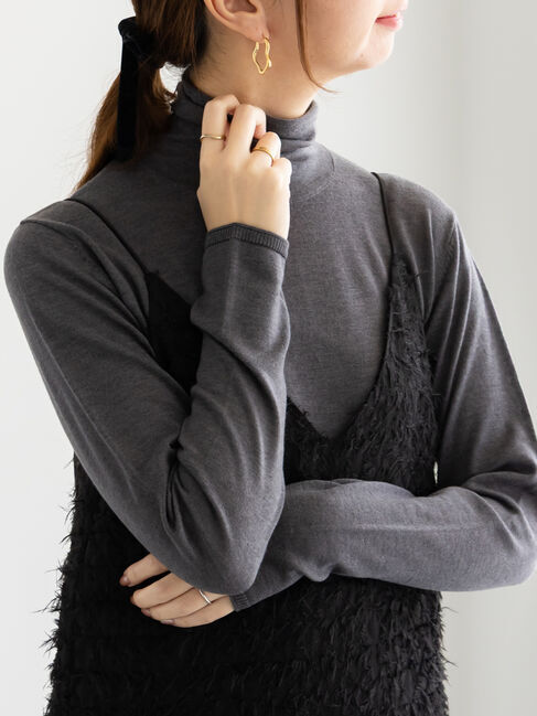 Te chichi「ライトタートルニット」|ニット・セーター|チャコールグレー