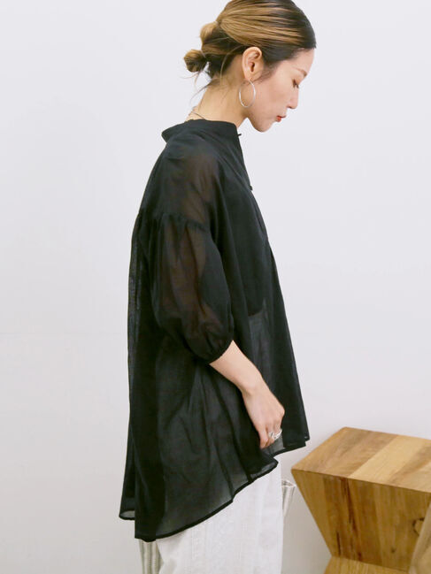 Samansa Mos2 blue「◎シフォンタックブラウス」|シャツ・ブラウス|