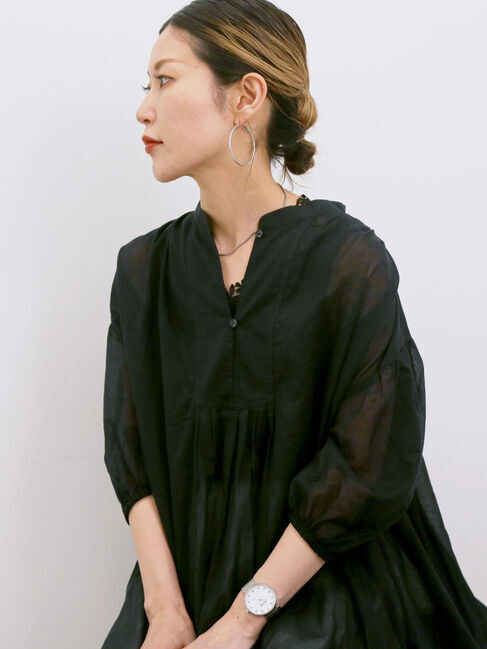 Samansa Mos2 blue「◎シフォンタックブラウス」|シャツ・ブラウス|