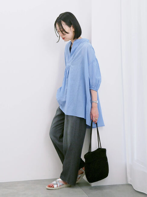 Samansa Mos2 blue「◎シフォンタックブラウス」|シャツ・ブラウス|