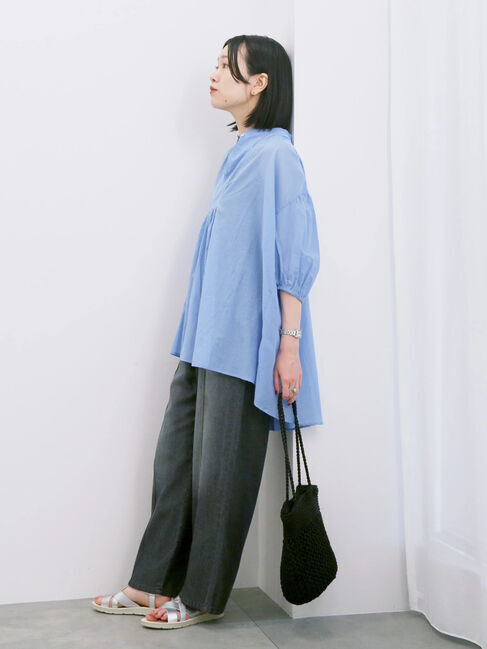 Samansa Mos2 blue「◎シフォンタックブラウス」|シャツ・ブラウス|