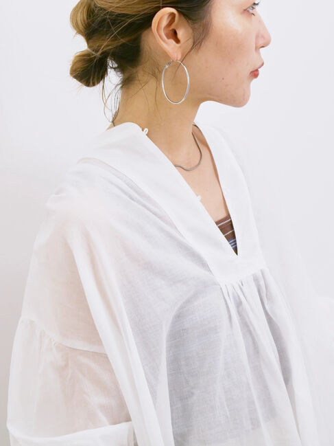 Samansa Mos2 blue「◎シフォンタックブラウス」|シャツ・ブラウス|