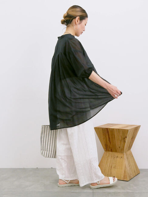 Samansa Mos2 blue「◎シフォンタックブラウス」|シャツ・ブラウス|