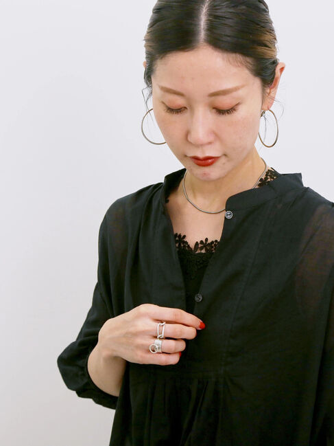 Samansa Mos2 blue「◎シフォンタックブラウス」|シャツ・ブラウス|