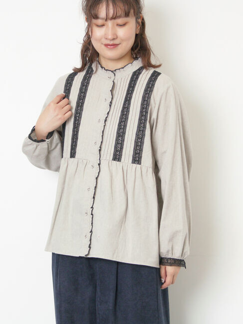 Samansa Mos2「フリルバンドカラーブラウス」|シャツ・ブラウス|