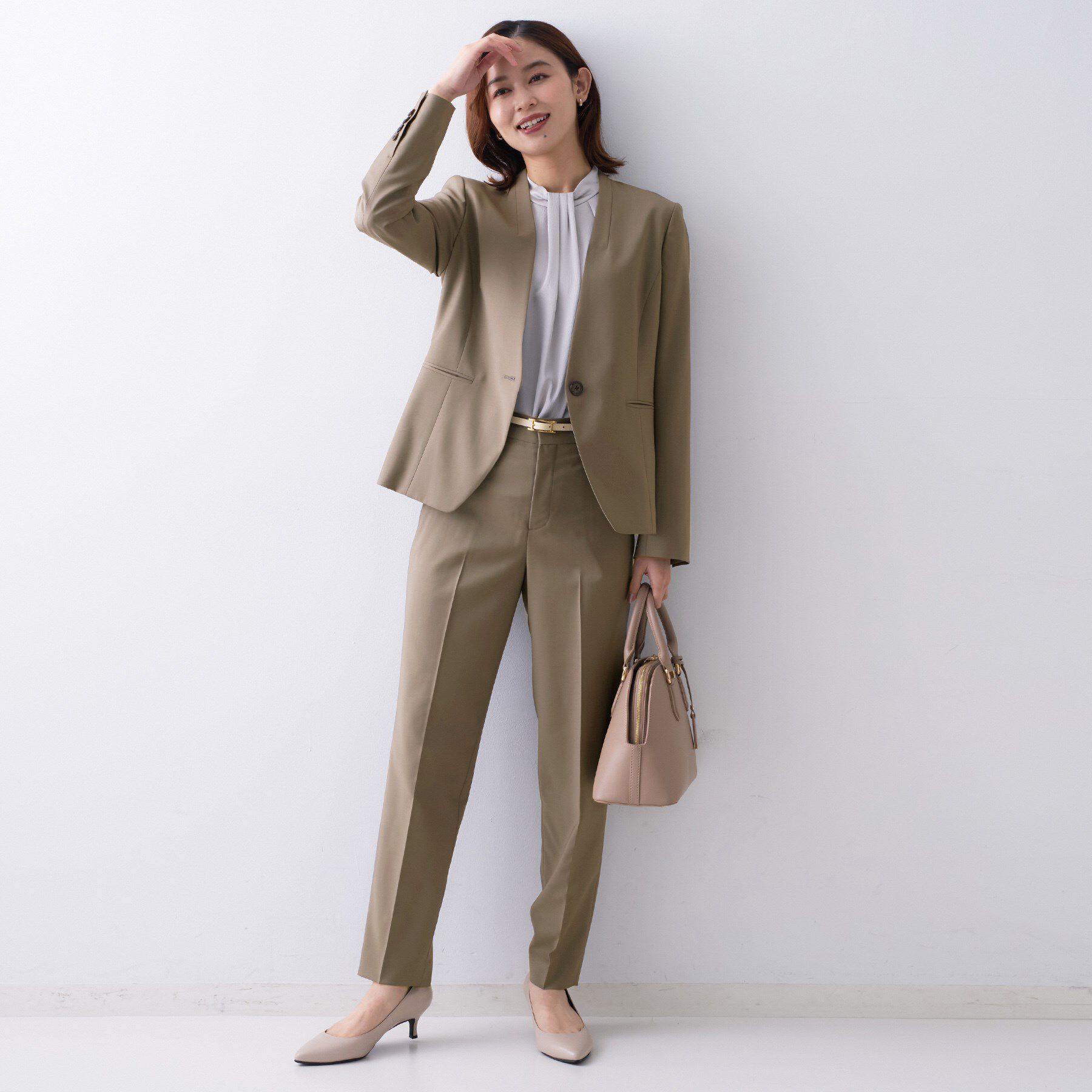 UNTITLED「【仕事着/スーツ】プレミアムカラーレスジャケット」|ノーカラージャケット|