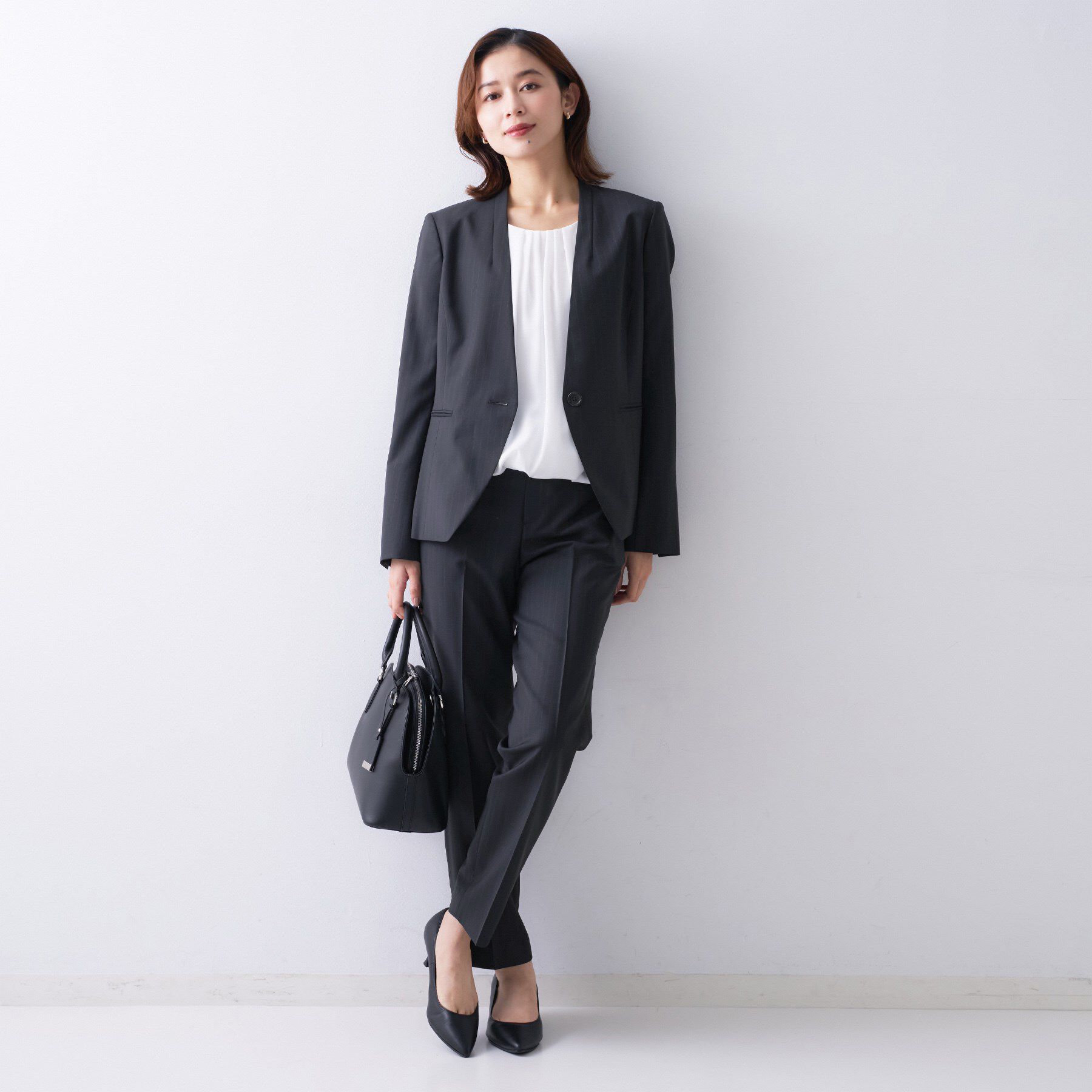 UNTITLED「【仕事着/スーツ】プレミアムカラーレスジャケット」|ノーカラージャケット|