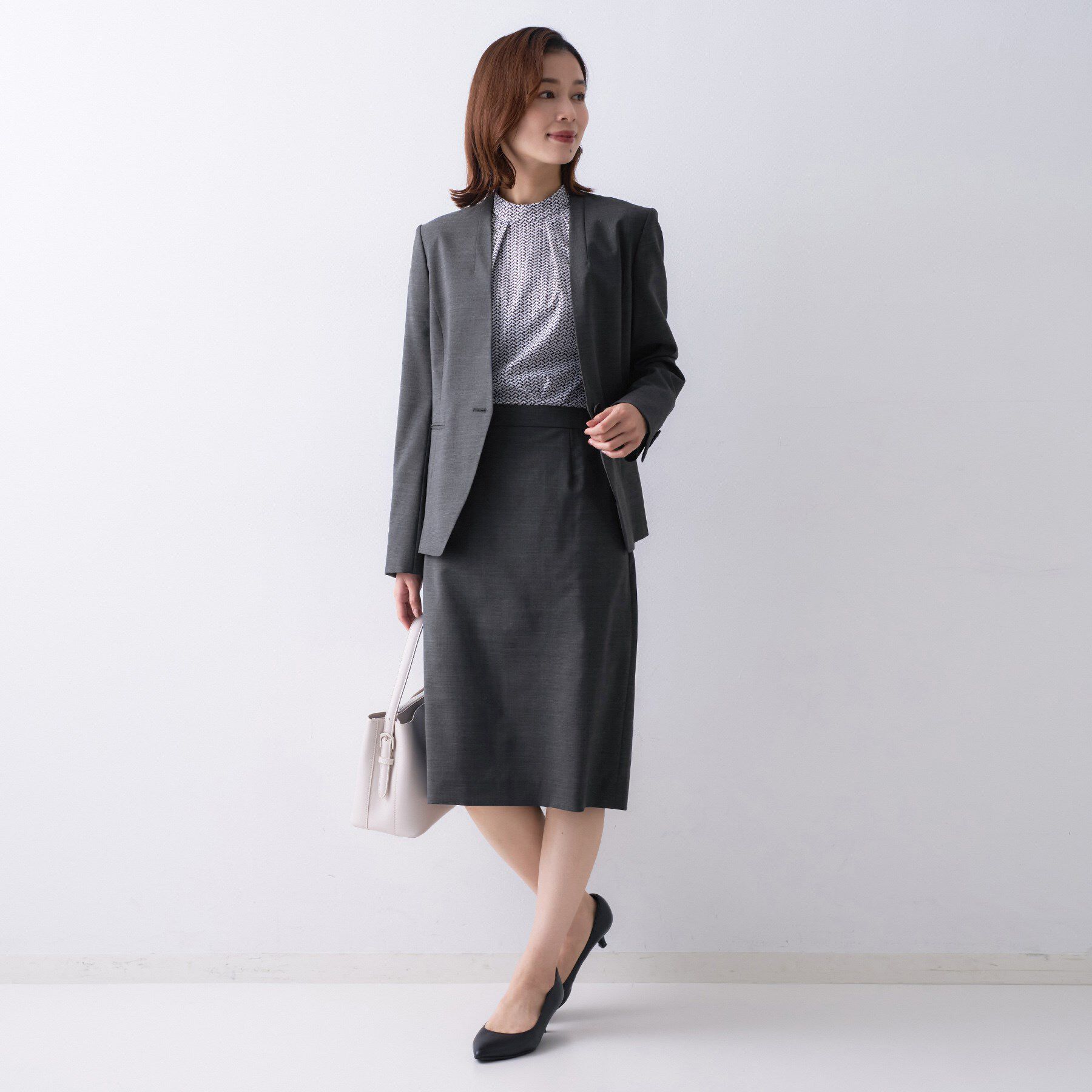 UNTITLED「【仕事着/スーツ】プレミアムカラーレスジャケット」|ノーカラージャケット|